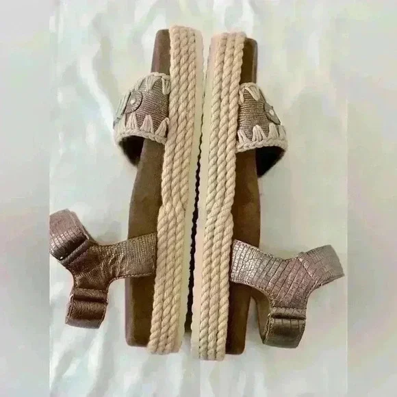 Mou Rope Logo-Lettering Leather Sandals US Size 8.5 or Euro Size 40 - Picture 5 of 8